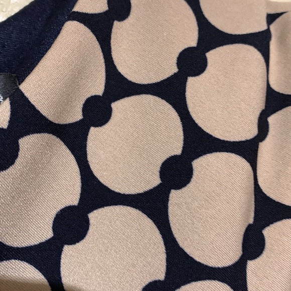 Connected Apparel Dress 8 Stretchy Tan Black Navy Pull Over Ruched Dots - Picture 5 of 16